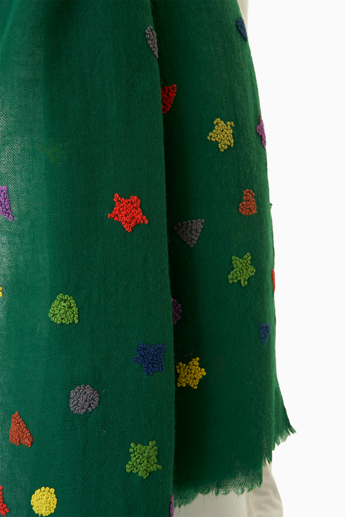 Green Merino Wool Scarf