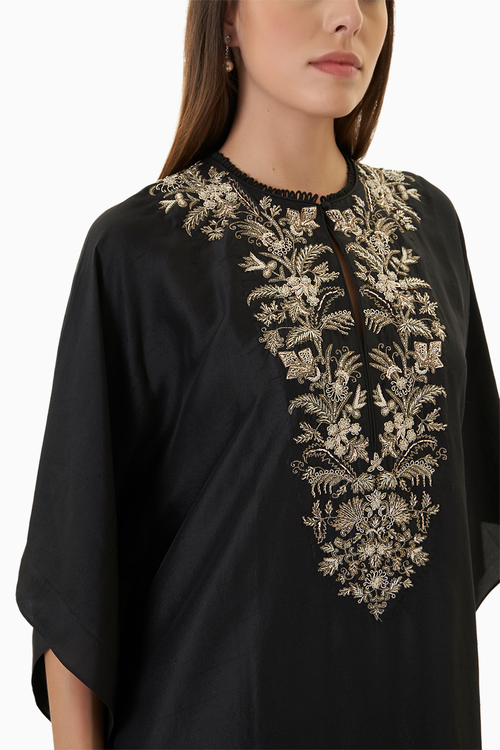 Black Zardosi Embroidered Kaftan