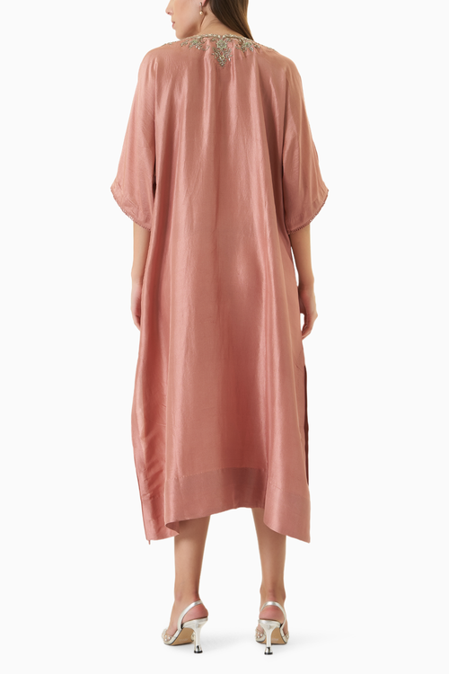 Peach Zardosi Embroidered Kaftan