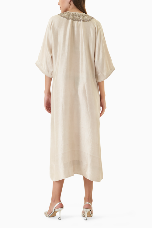 Beige Zardosi Embroidered Kaftan