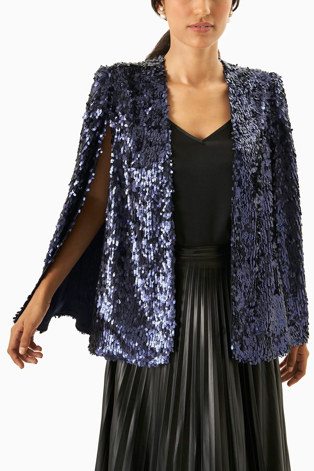 Navy Blue Sequin Cape