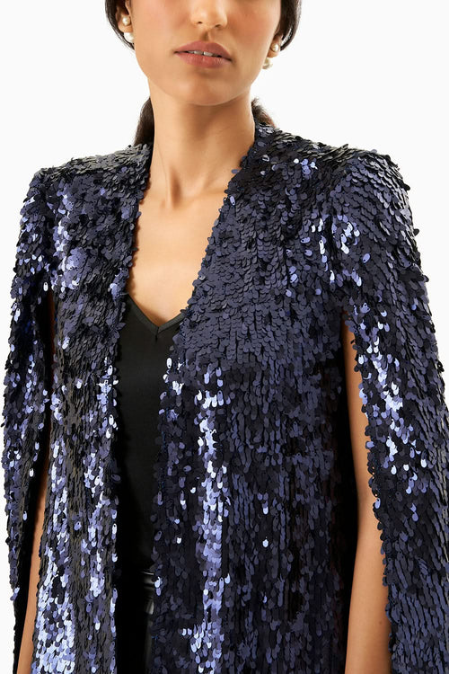 Navy Blue Sequin Cape