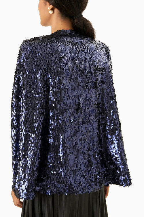 Navy Blue Sequin Cape