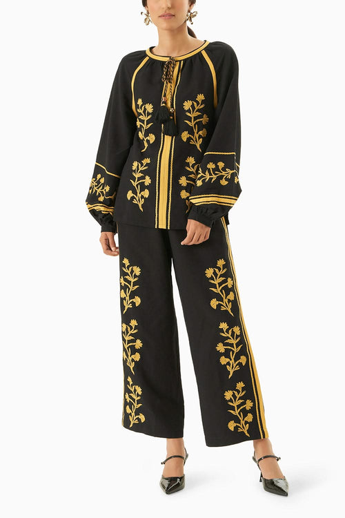 Black & Mustard Angie Pants