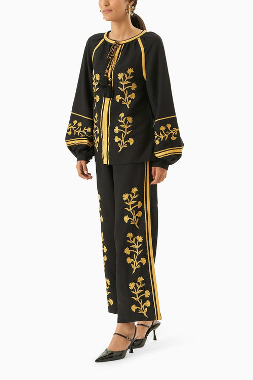 Black & Mustard Angie Pants