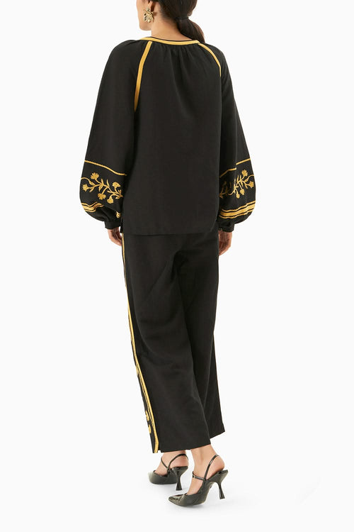 Black & Mustard Angie Pants