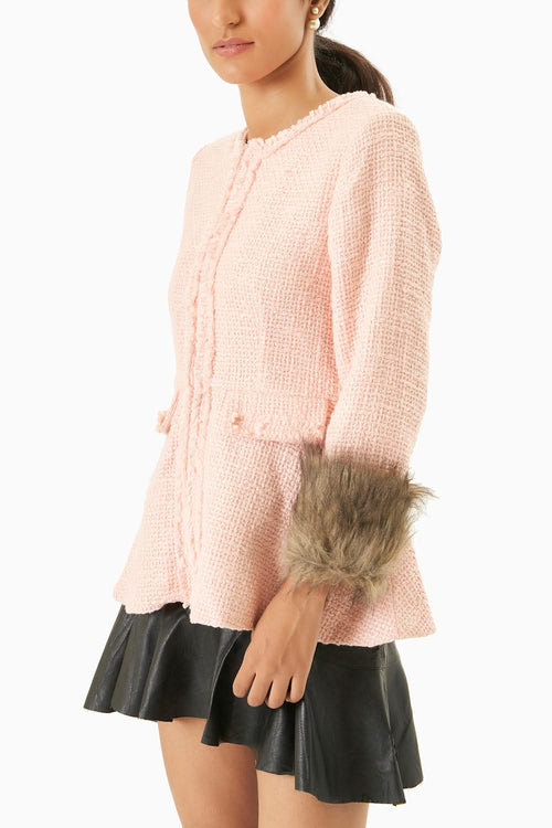 Fur Trimmed Tweed Jacket