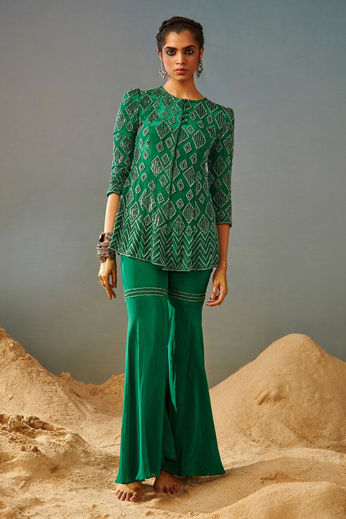 Tanisi Emerald Green Sharara Set
