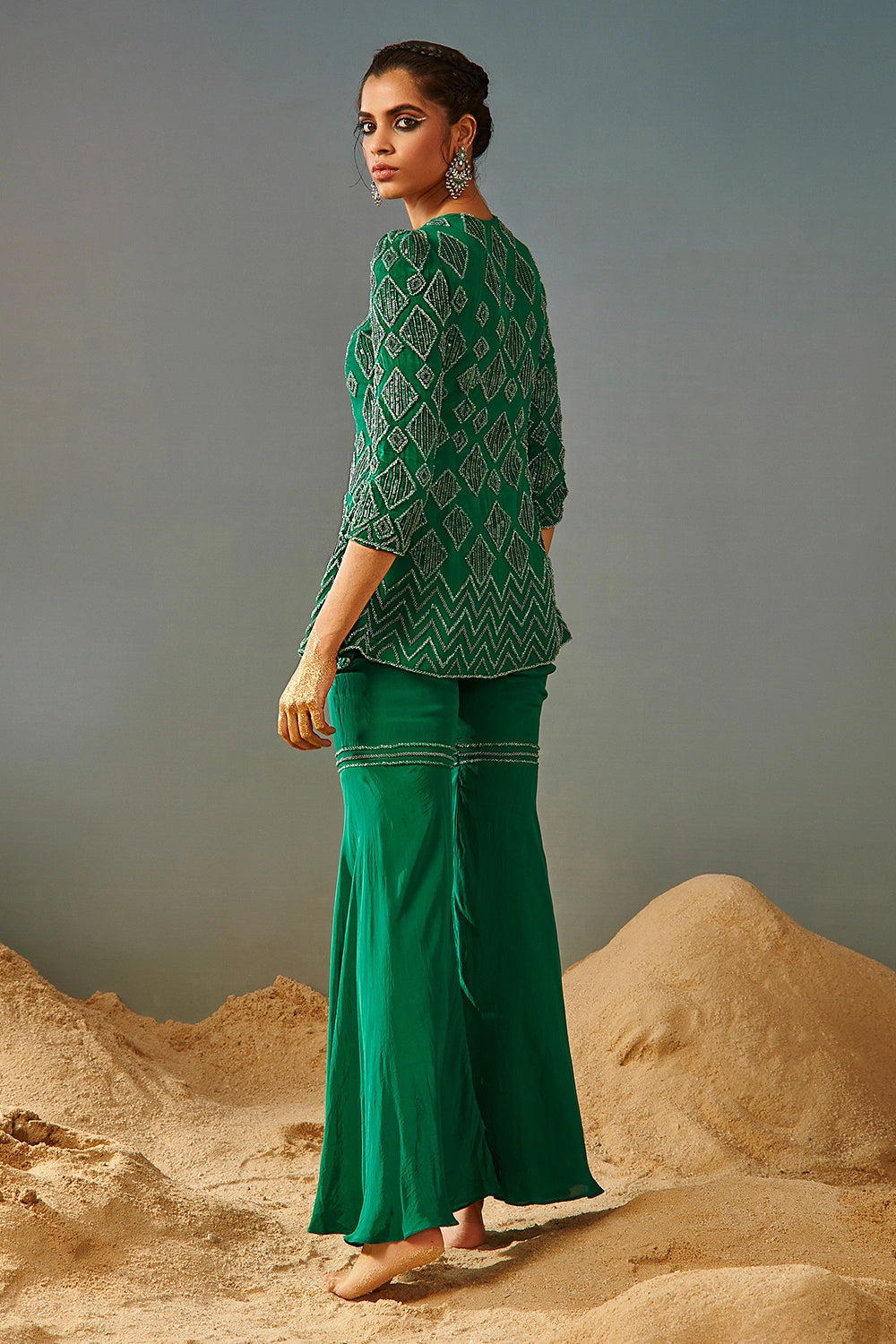 Tanisi Emerald Green Sharara Set