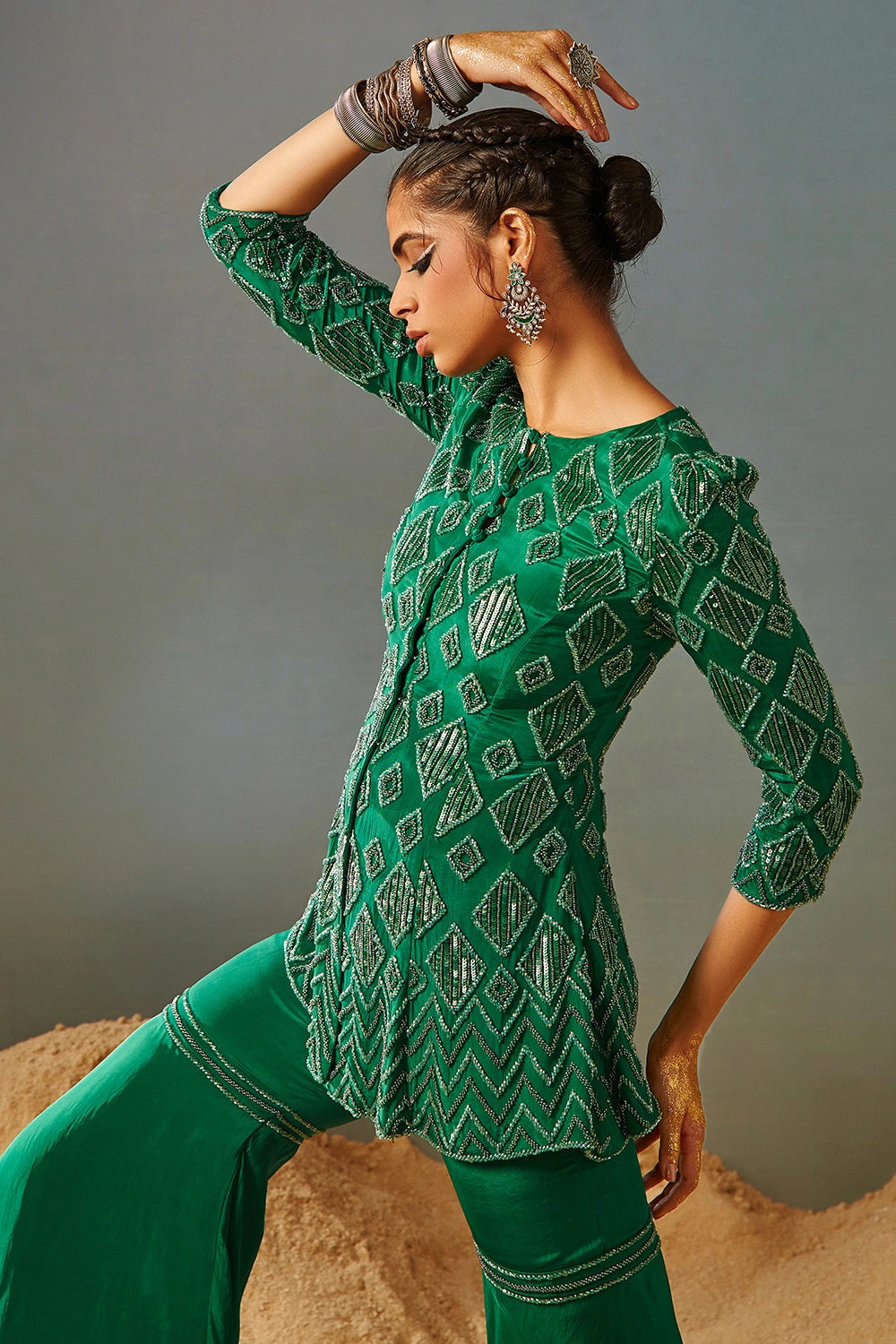 Tanisi Emerald Green Sharara Set