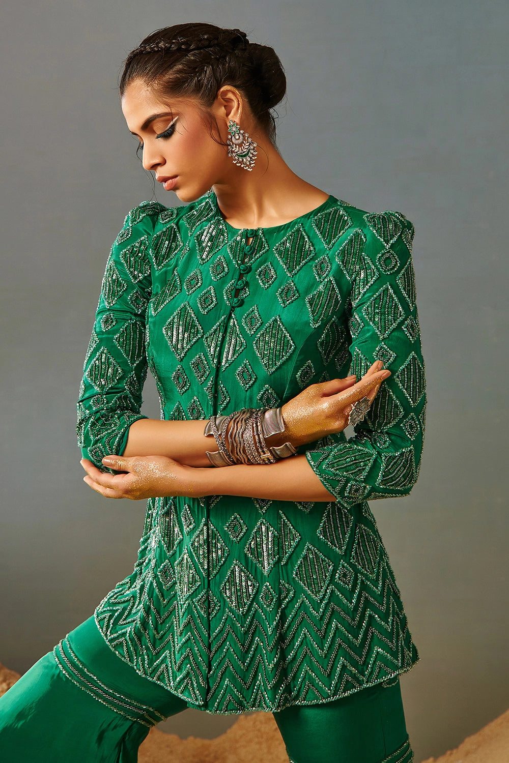 Tanisi Emerald Green Sharara Set