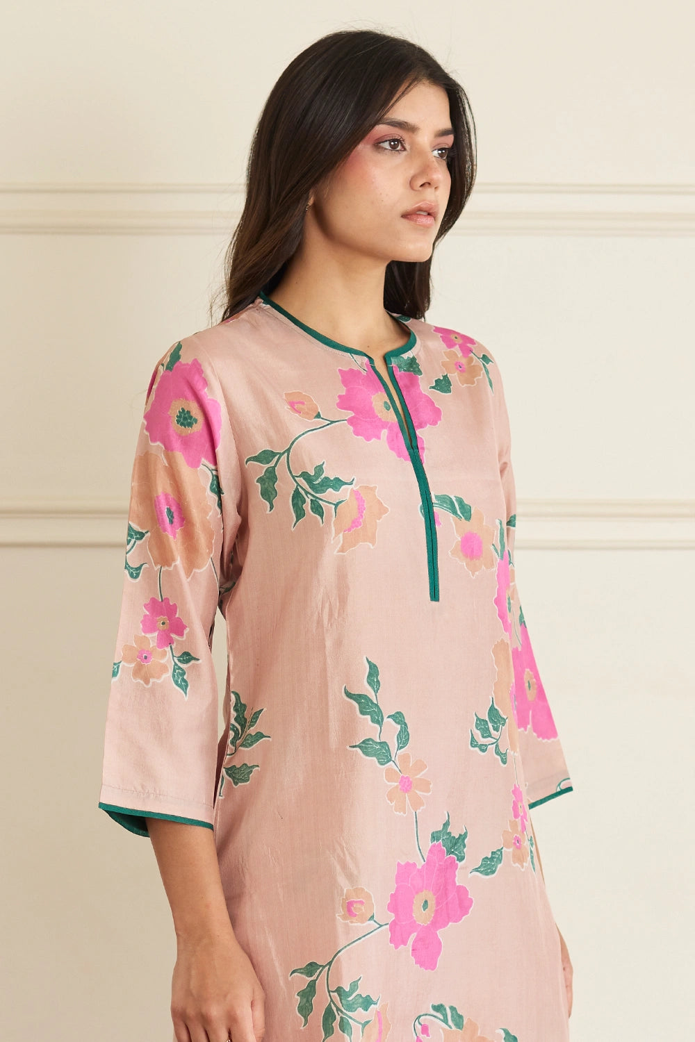 Toosh Blush Floral Silk Co-ord Set