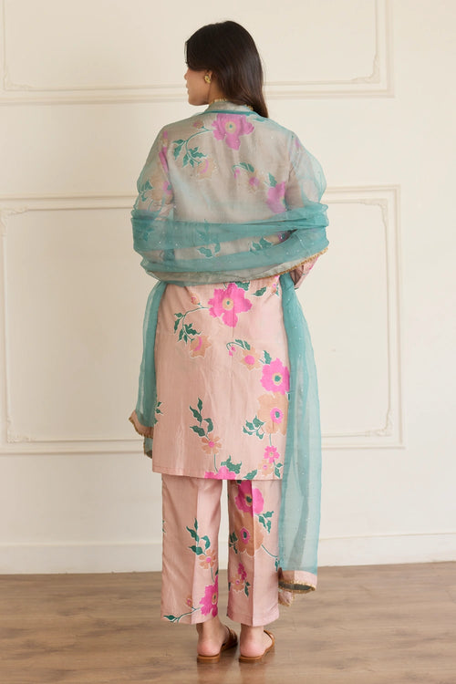 Toosh Floral Silk Kurta Set