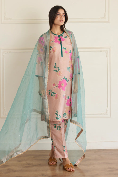 Toosh Floral Silk Kurta Set