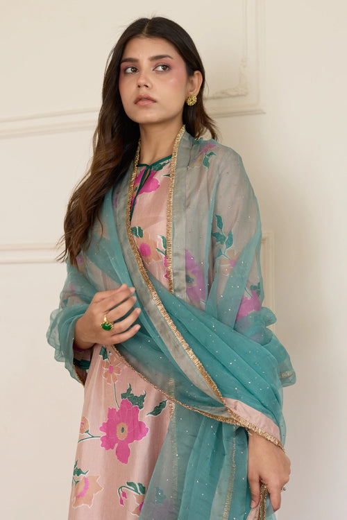 Toosh Floral Silk Kurta Set