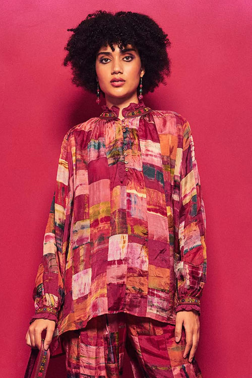 Silk Patchwork & Embroidered Tarini Top