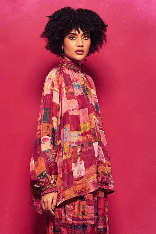 Silk Patchwork & Embroidered Tarini Top