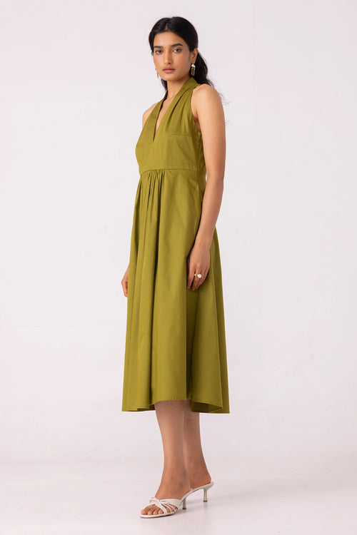 Daisy Green Halter Maxi Dress