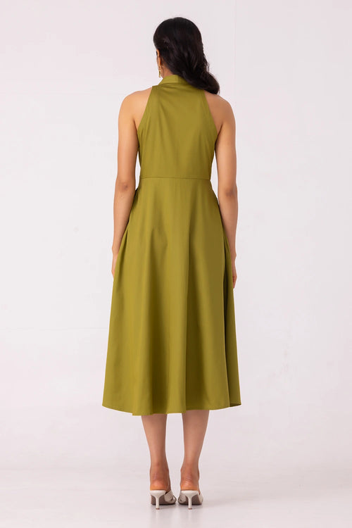 Daisy Green Halter Maxi Dress