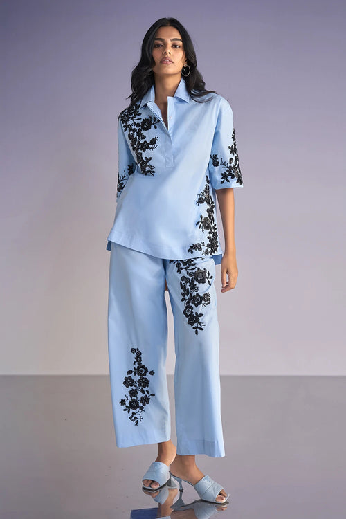 Floral Bead Embroidered Pant