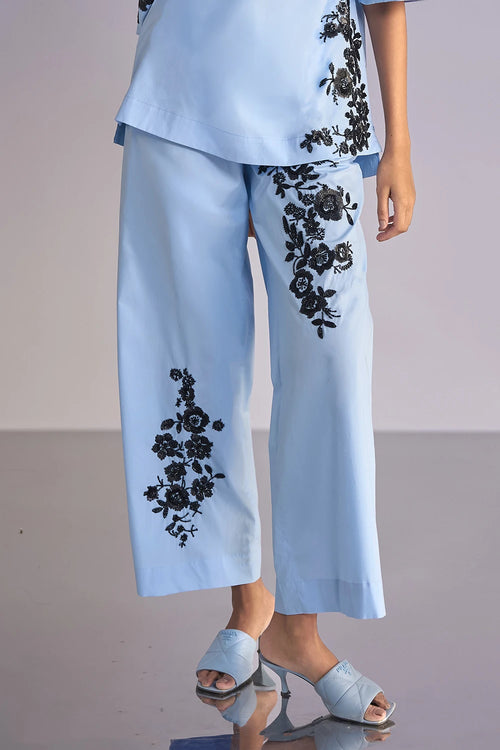 Floral Bead Embroidered Pant