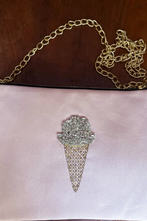 Crystals and Strawberry Pink Ice Cream Pochette