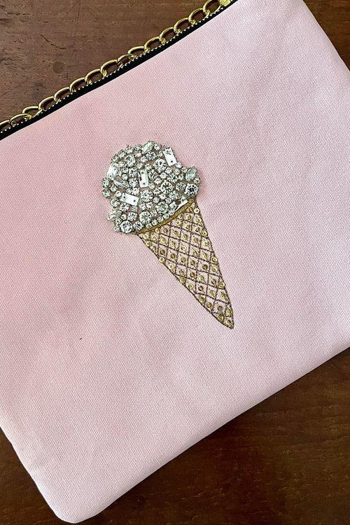 Crystals and Strawberry Pink Ice Cream Pochette