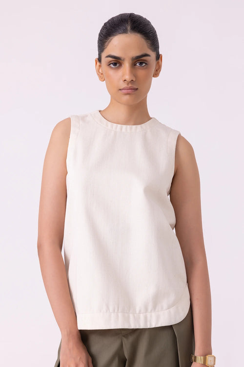 Dorothy Off White Handwoven Denim Top
