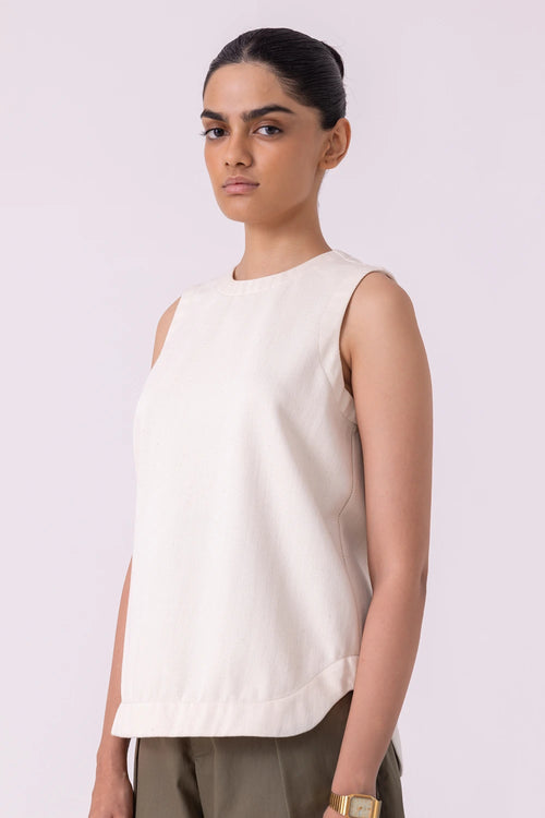 Dorothy Off White Handwoven Denim Top