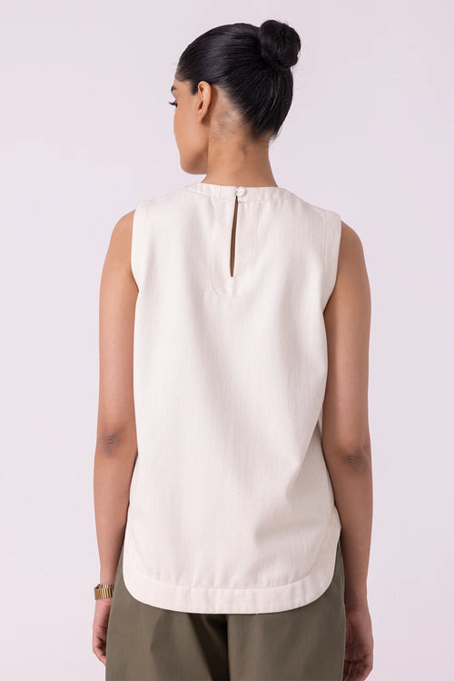 Dorothy Off White Handwoven Denim Top