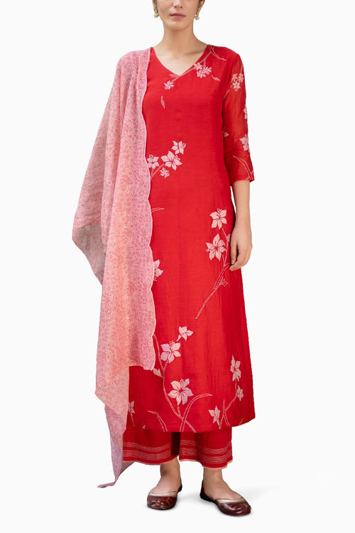 Poppy Applique Kurta Set