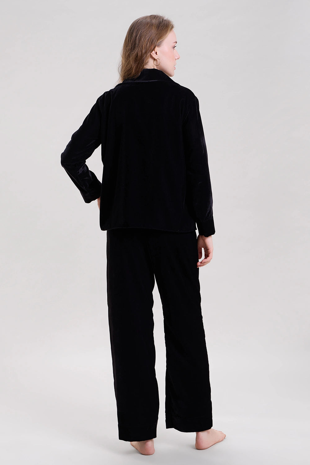 Velvet Hand Embroidered Nightwear Shirt and Pajama