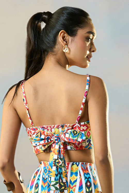 Ikat Stripe Back Tie Bandeau