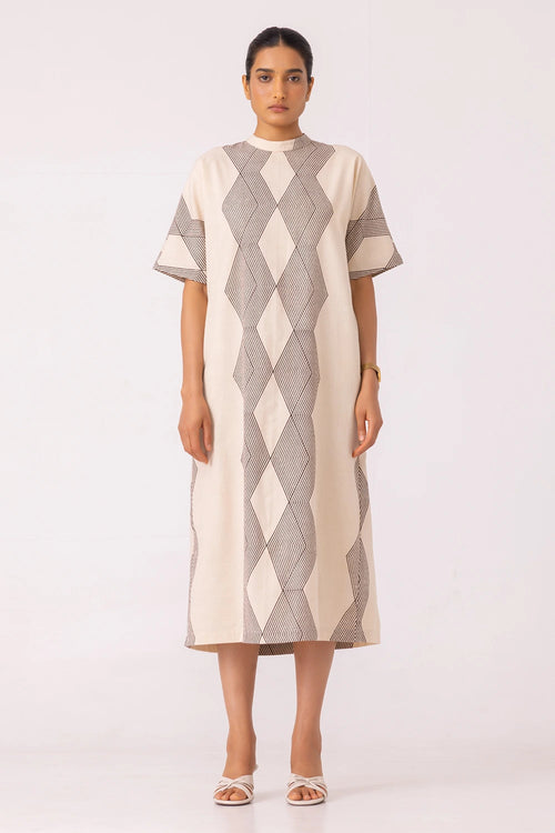 Ehan Hand Printed Midi Dress