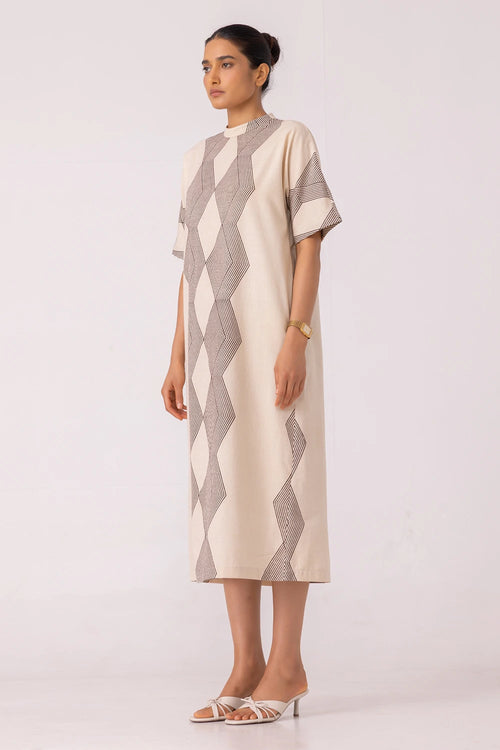 Ehan Hand Printed Midi Dress
