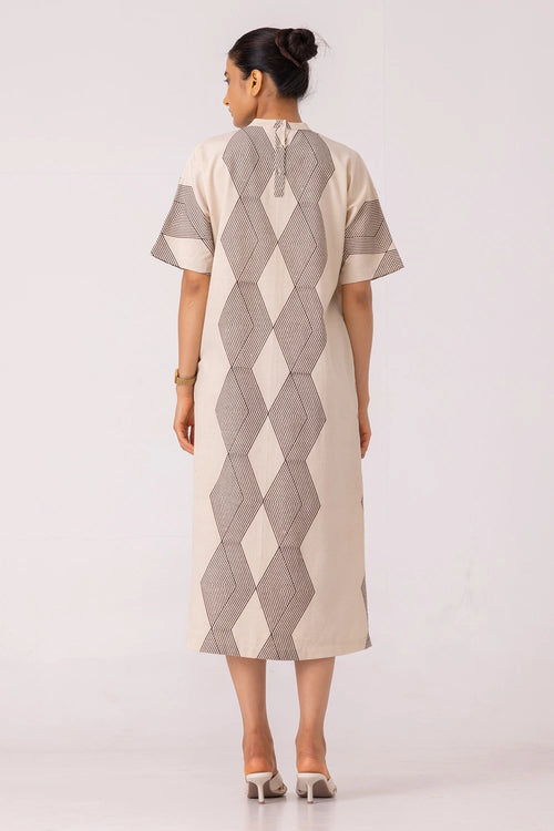 Ehan Hand Printed Midi Dress