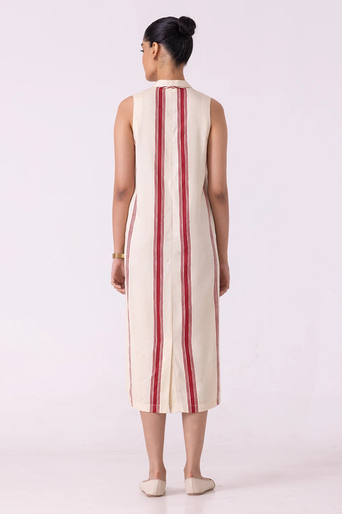 Eileen Red Striped Midi Dress