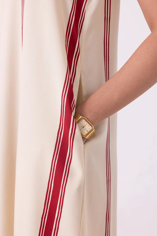 Eileen Red Striped Midi Dress
