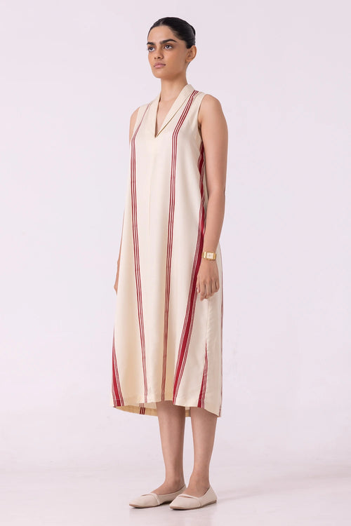 Eileen Red Striped Midi Dress