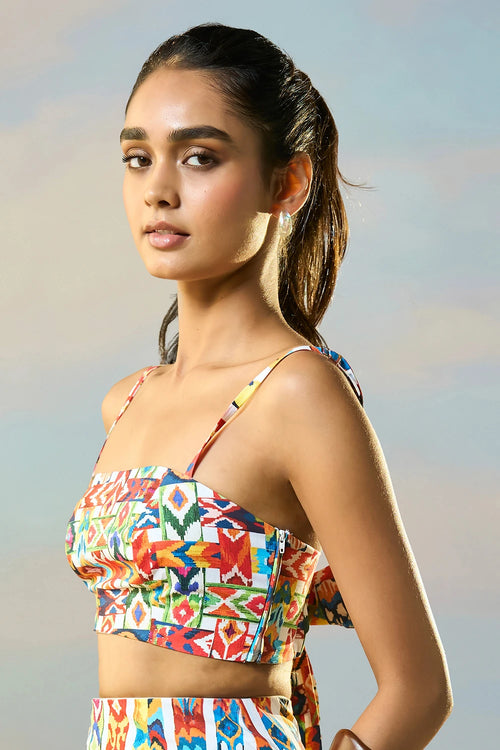 Ikat Stripe Back Tie Bandeau