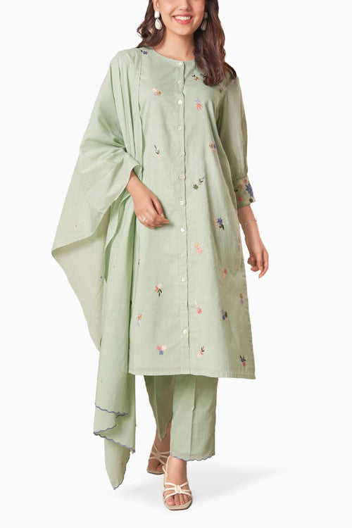 Zoya Sea Green Kurta Set