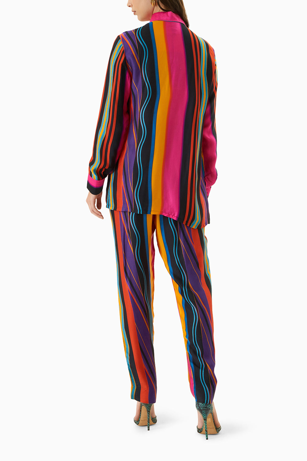 Multi coloured Dhari Vegan Silk Straight Trousers