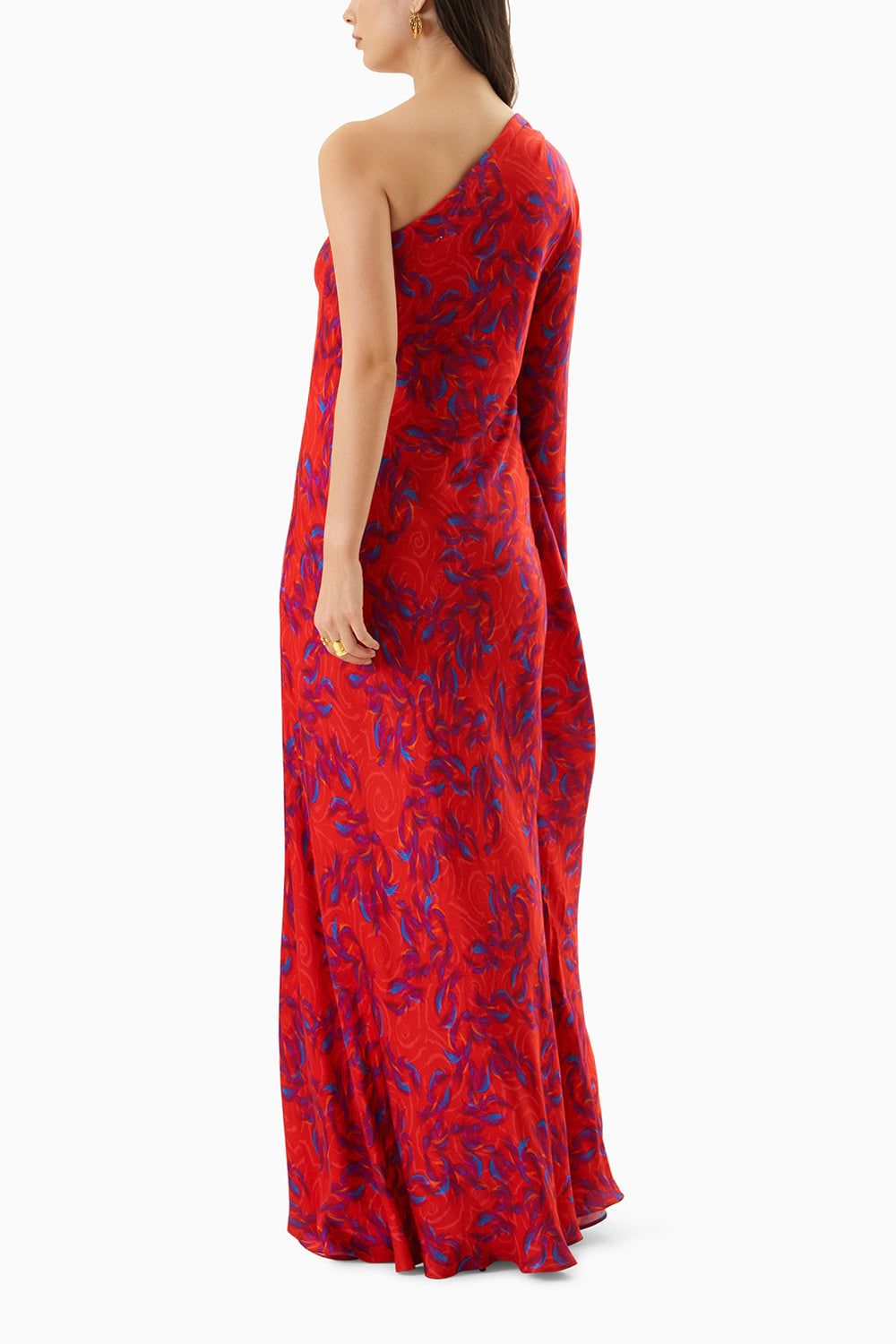 Multi coloured Parker vegan silk one shoulder dress