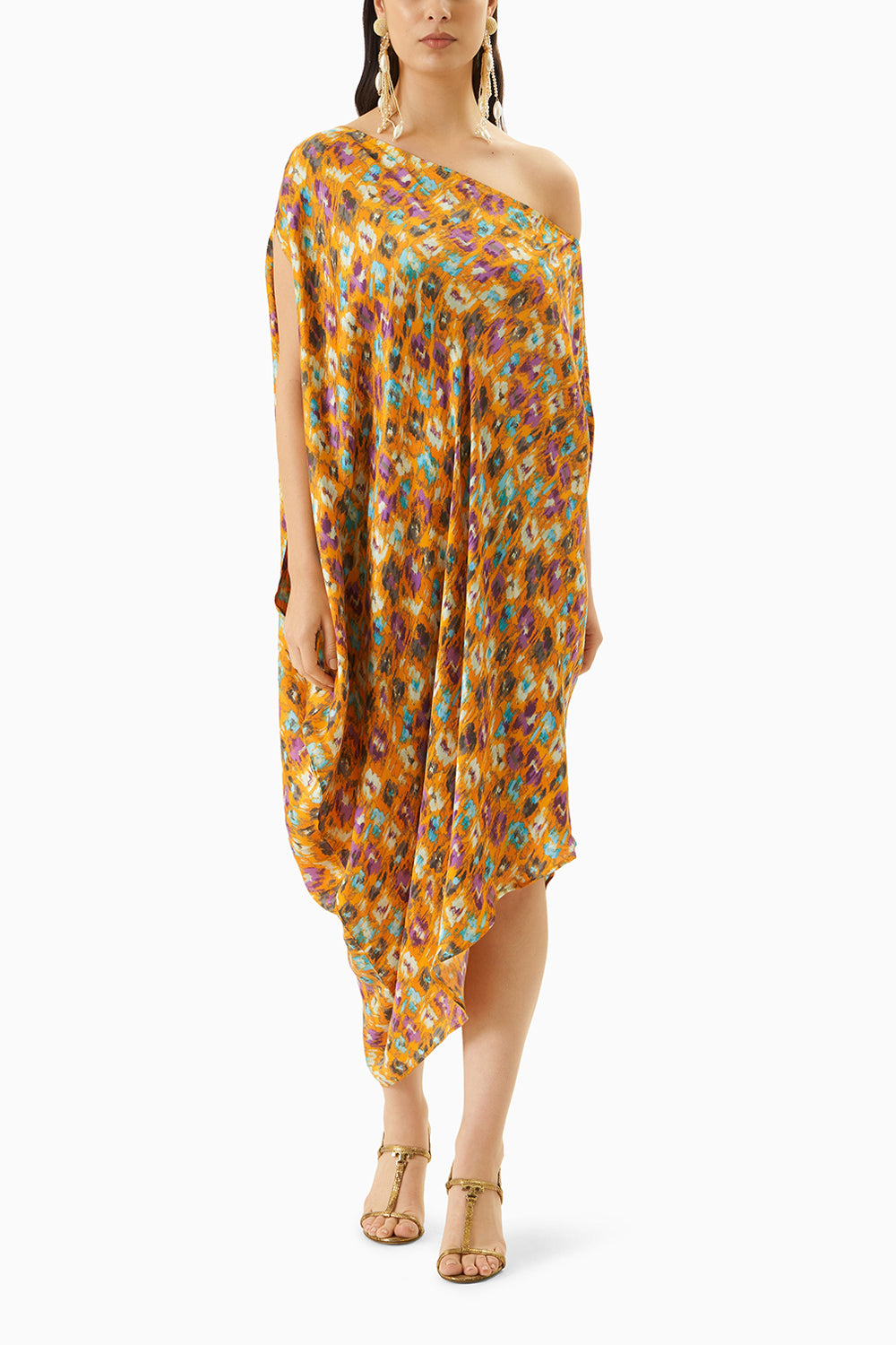 Multi coloured morton vegan silk draped dress