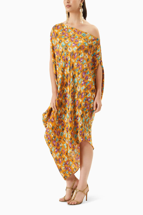 Multi coloured morton vegan silk draped dress
