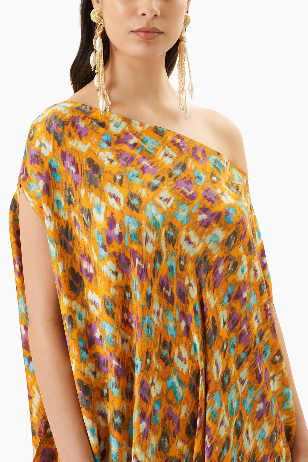 Multi coloured morton vegan silk draped dress