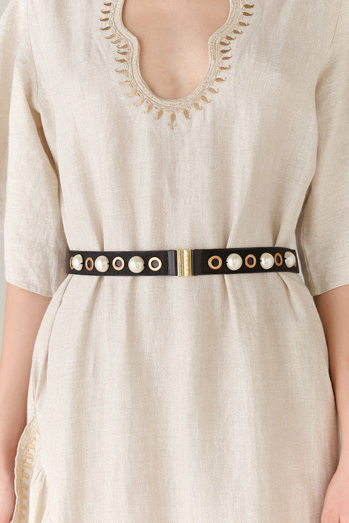 Eyelet Pearl Slim Belt