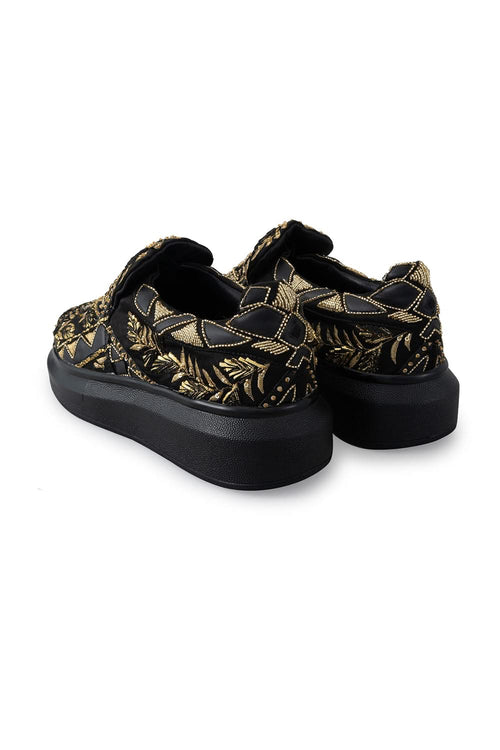 Black Masquerade Wedge Sneakers