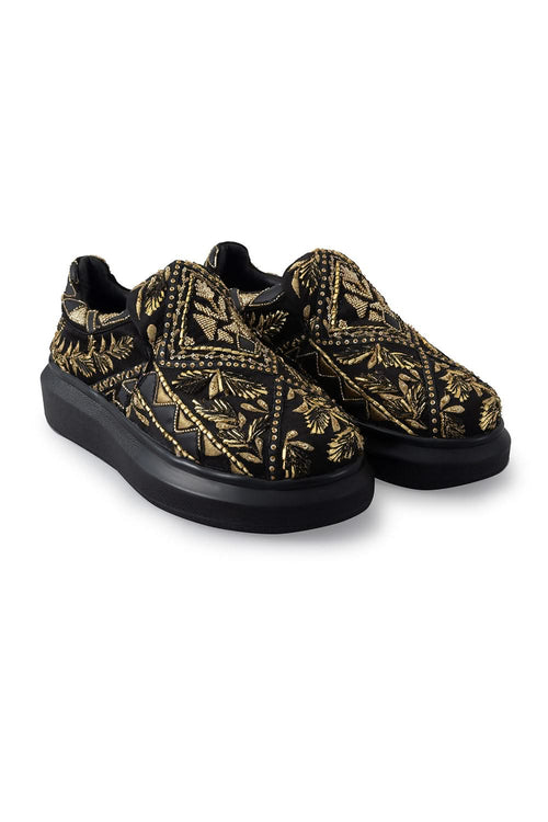 Black Masquerade Wedge Sneakers