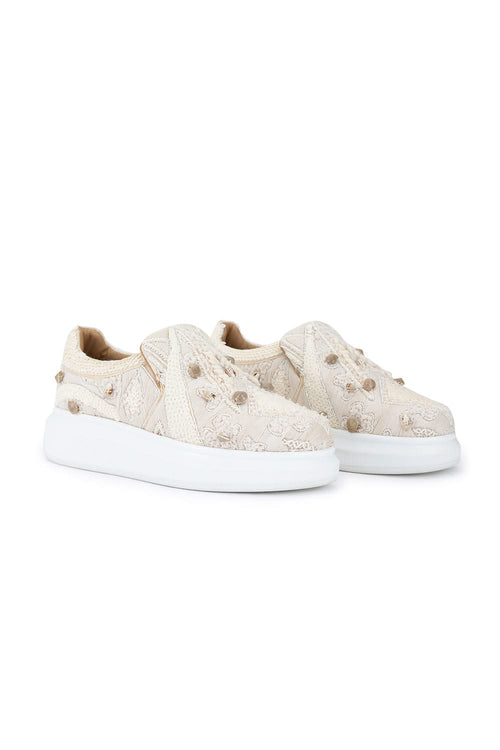Beige Paradise Classic Wedge Sneakers
